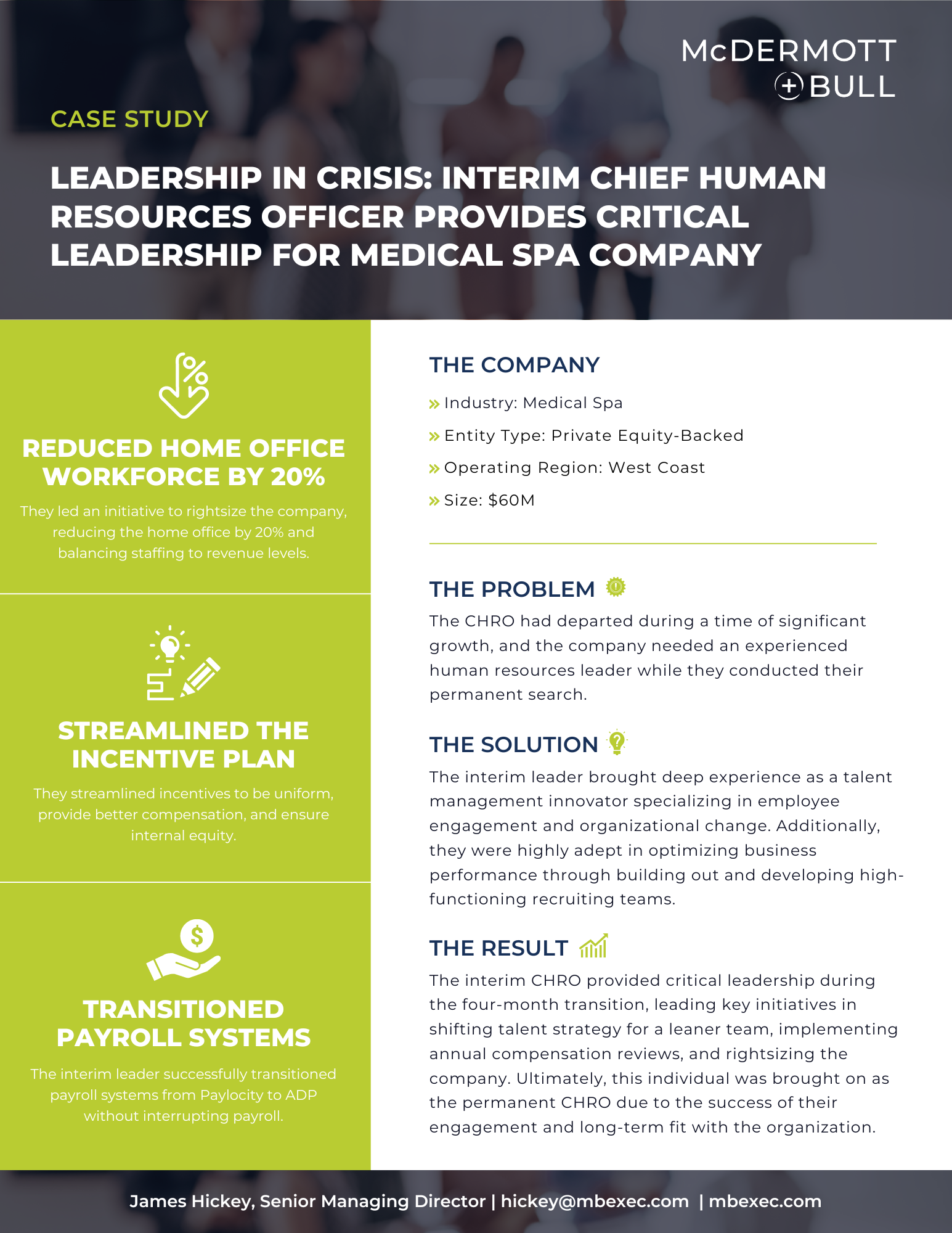 Leadership in Crisis: Interim Chief Human Resources Officer Provides Critical Leadership for Medical Spa Company