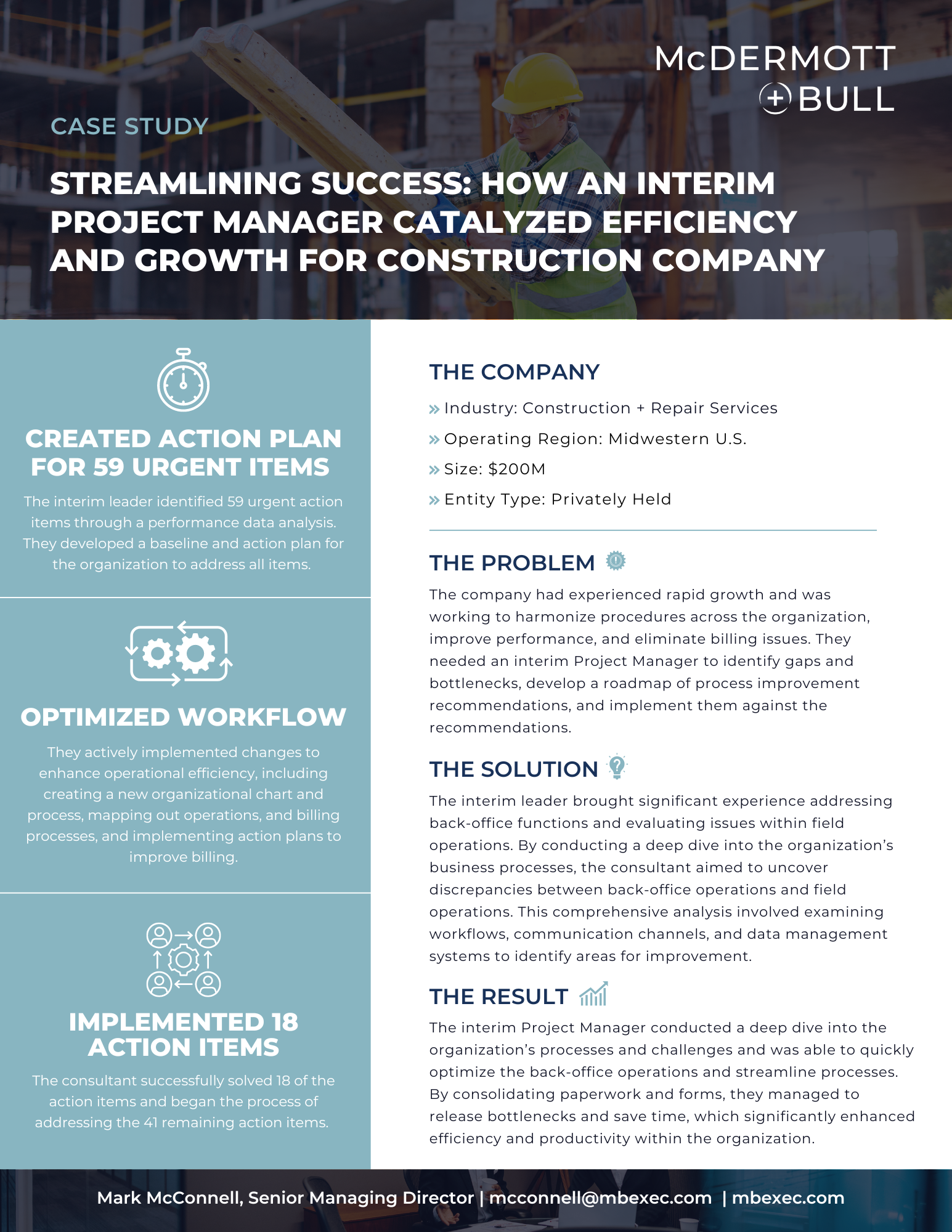 Streamlining Success: How an Interim Project Manager Catalyzed Efficiency and Growth for Construction Company