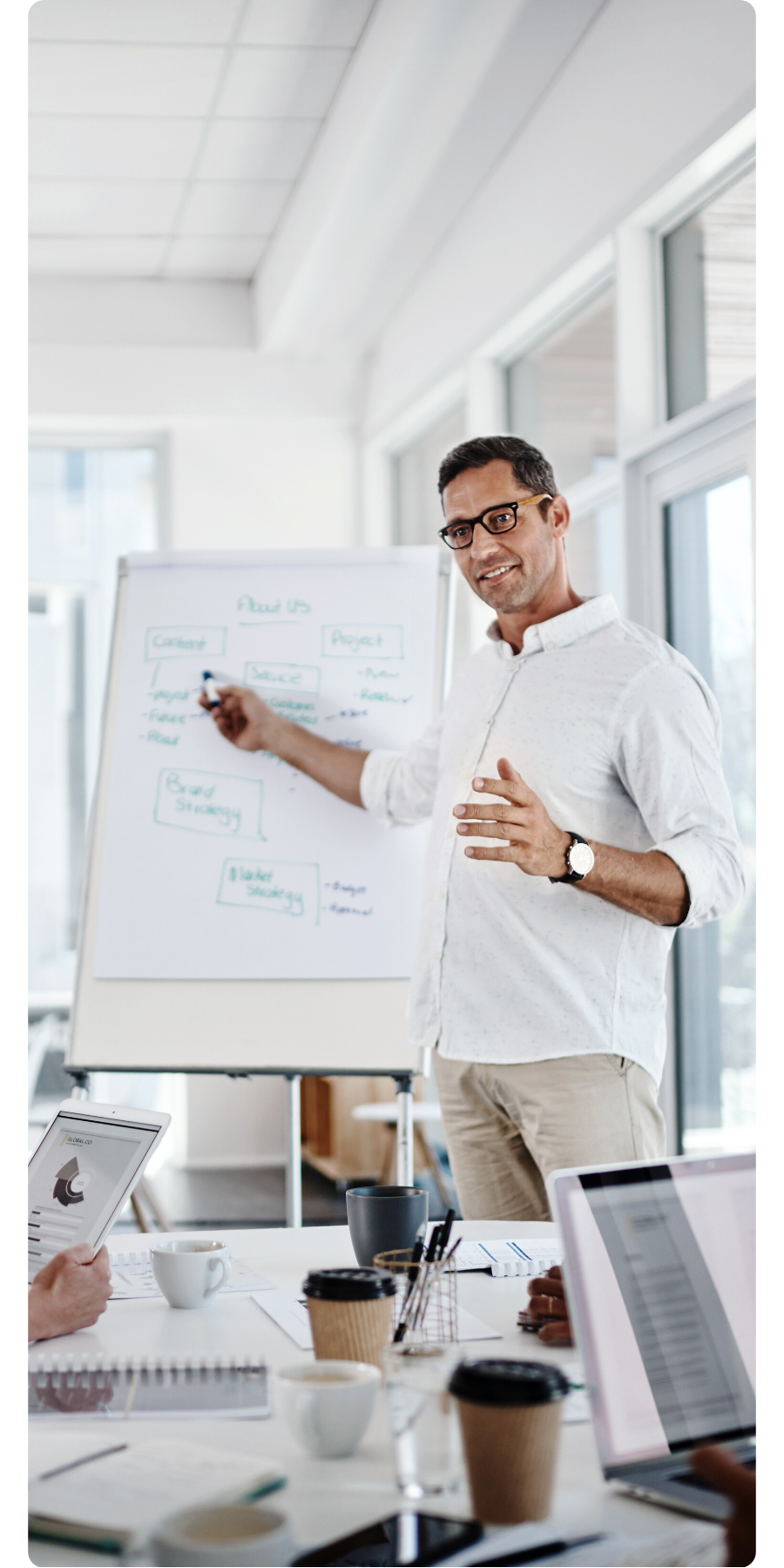 Man presenting a board