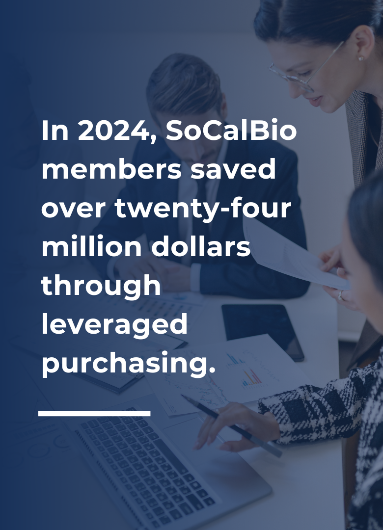  In 2024, SoCalBio members saved over twenty-four million dollars through leveraged purchasing.